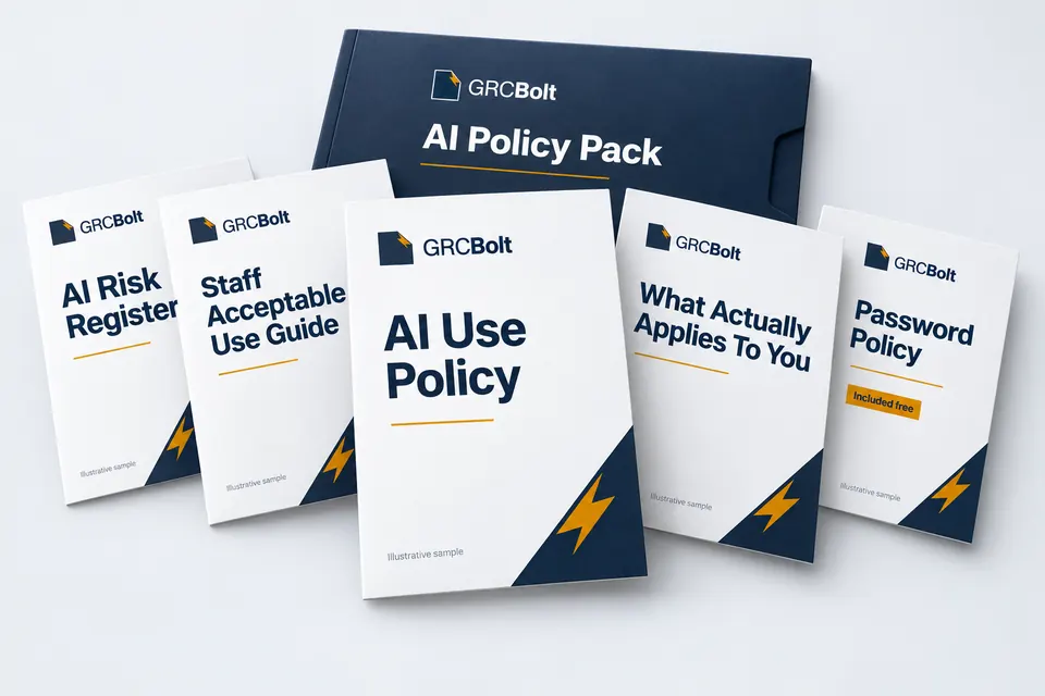 GRCBolt AI Policy Pack with policy documents and risk register